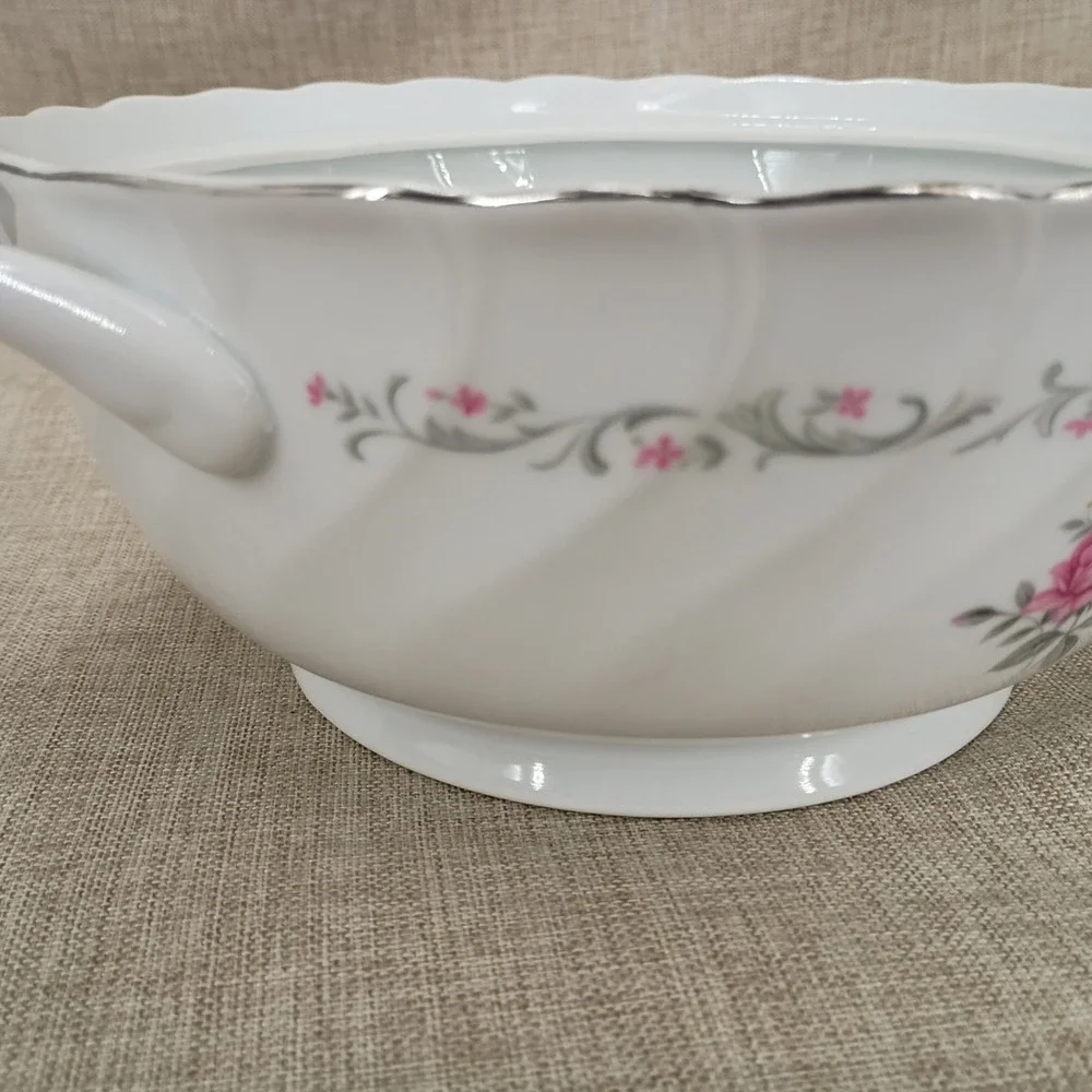 Royal Swirl China Pink Rose Covered Casserole Dish Serving Bowl Lidded Japan